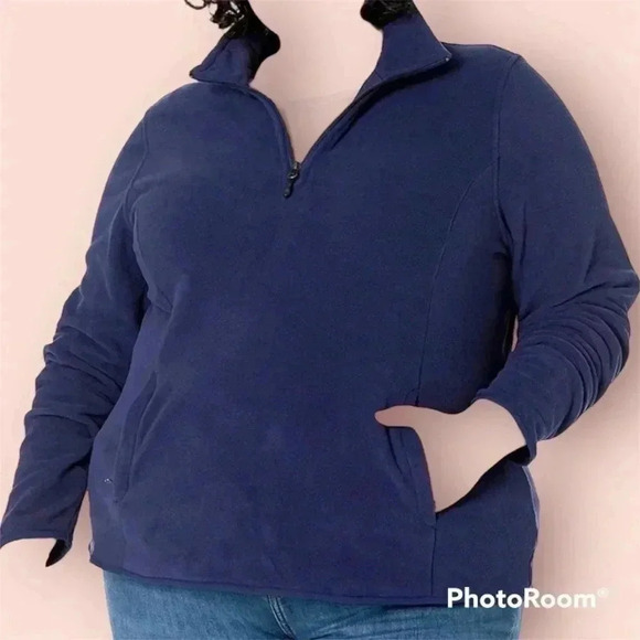 🆕 Amazon Essentials Women's Blue Quarter Length Zippered Fleece Jacket Size XXL - Picture 1 of 4